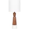 imageKate and Laurel Deori Modern Metal and Marble Bedside Table Lamp 8 x 8 x 20 Antique Brass and White Marble Decorative Tapered Hourglass Tabletop Desk Lamp with Linen Shade for Living Room DecorWhiteBrown