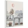 imageKate and Laurel Elephant in Paris Framed Canvas Wall Art by July Art Prints 18 x 24 Sylvie White Whimsical Animals Cityscapes Art for Wall Decor Living Room Bedroom