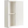 imageKate and Laurel Furrow Modern Wooden Ribbed Sliding Door Tall Wall Cabinet 22 x 7 x 28 White Floating Bathroom Cabinet with Sliding Door for Use as OverTheToilet Storage or Kitchen Spice Rack