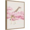 imageKate and Laurel Giraffe In Pink Clouds Framed Canvas Wall Art by July Art Prints 18 x 24 Sylvie Beaded Rustic Natural Whimsical Animals Humor Art for Wall Decor Living Room