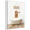 imageKate and Laurel Golden Labradoodle in Hot Bath Framed Canvas Wall Art by Amy Peterson 18 x 24 Sylvie White Whimsical Animals Humor Art for Wall Decor Living Room Bedroom