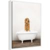 imageKate and Laurel Golden Labradoodle in Rustic Bath Style Framed Canvas Wall Art by Amy Peterson 18 x 24 Sylvie White Farmhouse Animals Bathroom Art for Wall Decor Living Room Bedroom