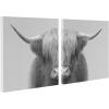 imageKate and Laurel Hey Dude Highland Cow Gray Wall Art Set by The Creative Bunch Studio 2 Piece 20 x 20 Black and White Rustic Cow Art for Wall