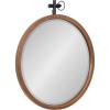 imageKate and Laurel Hogan Round Wood Framed Wall Mirror 24 inch Diameter Walnut Brown Modern Farmhouse Wall Decor for Any Room