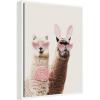imageKate and Laurel Llamas On Vacation Framed Canvas Wall Art by July Art Prints 18 x 24 Sylvie White Whimsical Animals Art for Wall Decor Living Room Bedroom