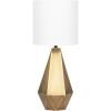 imageKate and Laurel Marcedes Modern Metal Bedside Table Lamp 8 x 8 x 20 Antique Brass Faceted Decorative Tabletop Desk Lamp with Linen Shade for Living Room DecorGold