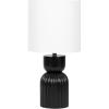 imageKate and Laurel Marley Modern Mango Wood and Metal Bedside Table Lamp 8 x 8 x 17 Antique Brass and Black Decorative Sculpted Hourglass Tabletop Desk Lamp with Linen Shade for Living Room DecorBlack