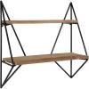 imageKate and Laurel Melita Decorative Modern Farmhouse TwoTier Floating Wall Shelf with Metal Frame and Solid Wood BlackRustic BrownRustic BrownBlack