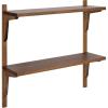 imageKate and Laurel Meridien Modern Wood Shelves 24 x 8 x 24 Natural Poplar Transitional Two Tier Wall Shelf for Storage and DisplayRustic Brown