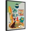 imageKate and Laurel Mid Century Modern Dog Beach Home Framed Canvas Wall Art by Rachel Lee 18 x 24 Sylvie Black Mid Century Modern Abstract Beach Animals Art for Wall Decor Living Room BedroomBlack
