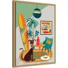 imageKate and Laurel Mid Century Modern Dog Beach Home Framed Canvas Wall Art by Rachel Lee 18 x 24 Sylvie Black Mid Century Modern Abstract Beach Animals Art for Wall Decor Living Room BedroomNatural