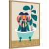 imageKate and Laurel Mid Century Modern Lion in Bathtub Framed Canvas Wall Art by Rachel Lee 18 x 24 Sylvie Natural Mid Century Modern Animals Bathroom Kids Art for Wall Decor Living Room BedroomNatural