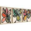 imageKate and Laurel Midnight Floral 1 2 and 3 Set of 3 18x24 Framed Canvas Wall Art Set by Alicia Bock Sylvie Natural Modern Abstract Flowers Abstract Art for Wall Decor Living Room Bedroom