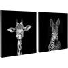 imageKate and Laurel Minimalist Zebra and Giraffe Canvas Wall Art Set by The Creative Bunch Studio 2 Piece 20 x 20 Black and White Decorative Animal Art for Wall