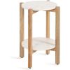 imageKate and Laurel Moxley Transitional Round Side Table 16 x 16 x 22 White Marble and Natural Wood Tiered Pedestal Table with Authentic Marble Tabletops for Bedroom Nightstand or Indoor Plant StandWhiteNatural