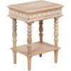 imageKate and Laurel Patresa Traditional Carved Wood Side Table 18 x 14 x 24 Light Natural Decorative Rectangle End Table with Tiered Design for Use as Bedroom Nightstand
