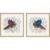 imageKate and Laurel Peace Birds Red and Blue  set of 2 22x22 Framed Canvas Wall Art Set by Carey Copeland Sylvie Natural Whimsical Abstract Animals Nature Animals Nature Art for Wall Decor