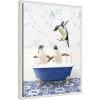 imageKate and Laurel Penguins in Eclectic Blue Bath Framed Canvas Wall Art by Amy Peterson 18 x 24 Sylvie Beaded White Whimsical Animals Bathroom Humor Art for Wall Decor Living Room Bedroom
