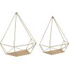 imageKate and Laurel Prouve Decorative Geometric Multiuse Metal Wall Display Shelves Gold 2 Piece Set