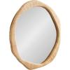 imageKate and Laurel Rahfy Boho Irregular Round Rattan Mirror 26 Inch Diameter Natural Rattan Decorative Wavy Circle Mirror with Wrapped Authentic Cane Frame for Bathroom Vanity Decor