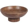 imageKate and Laurel Rooks Modern Decorative Ribbed Wood Bowl 12 Inch Diameter Light Natural Transitional Raised Fruit Bowl for Kitchen Counter or Use as Living Room or Entryway Table DecorWalnut Brown