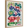 imageKate and Laurel Safari Animals Framed Canvas Wall Art by Rachel Lee 18 x 24 Sylvie Natural Whimsical Animals Abstract Nature Art for Wall Decor Living Room Bedroom