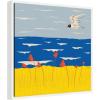 imageKate and Laurel Seaside Scene Framed Canvas Wall Art by Carrie Cantwell 22 x 22 Sylvie White Coastal Beach Nature Animals Art for Wall Decor Living Room Bedroom