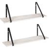 imageKate and Laurel Soloman Modern Wooden Shelves 18 inch Set of 2 White and Gold Contemporary Glam Wall Storage and Home DecorWhite
