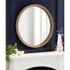 imageKate and Laurel Stallworth Decorative Textured Round Mirror 30 Inch Diameter Light Natural Coastal Ornate Circle Mirror with Carved Detail Design for Bathroom Mirror for Over SinkNatural