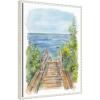 imageKate and Laurel Stariway to Beach Cape Cod Framed Canvas Wall Art by Patricia Shaw 18 x 24 Sylvie Beaded White Coastal Beach Landscapes Nature Art for Wall Decor Living Room Bedroom