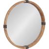 imageKate and Laurel Stockport Framed Round Mirror 28 Inch Diameter Rustic Brown Round Rustic Mirror with Antique Black Frame OrnamentsNatural