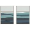 imageKate and Laurel Sylvie Abstract Teal Beach Horizon Framed Canvas Wall Art Set by The Creative Bunch Studio 2 Piece Set 18x24 White Modern Landscape Wall Dcor Art Set