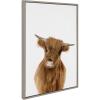 imageKate and Laurel Sylvie Animal Studio Highland Framed Canvas Wall Art by Amy Peterson Art Studio 18x24 Natural Whimsical Fun Animal Farmhouse Art for WallGray