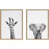 imageKate and Laurel Sylvie Baby Giraffe and Elephant Framed Canvas Wall Art Set by Simon Te of Tai Prints 2 piece 18x24 Natural Modern Nature Animals Art for Wall Home DecorNatural