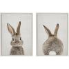 imageKate and Laurel Sylvie Beaded Bunny Portrait on Linen and Bunny Tail on Linen Vintage Framed Canvas Wall Art Set by Amy Peterson 2 Piece Set 18x24 White Cute Animal Art Set for WallWhite