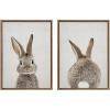 imageKate and Laurel Sylvie Beaded Bunny Portrait on Linen and Bunny Tail on Linen Vintage Framed Canvas Wall Art Set by Amy Peterson 2 Piece Set 18x24 White Cute Animal Art Set for WallGold