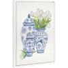imageKate and Laurel Sylvie Beaded Chinoiserie Jars with White Tulips Vintage Framed Canvas Wall Art by Patricia Shaw 18x24 White Decorative Floral Art for Wall