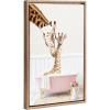 imageKate and Laurel Sylvie Beaded Mother and Baby Giraffe in Cottage Rose Bath Vintage Framed Canvas Wall Art by Amy Peterson 18x24 Gold Modern Cute Animal Bathtub Art for Wall