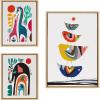 imageKate and Laurel Sylvie Family Tree 4 Birds Giraffe Love and Three Elephants Framed Canvas Wall Art Set by Rachel Lee of My Dream Wall 3 Piece Set Natural MidCentury Animal Art for Wall
