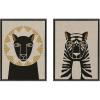 imageKate and Laurel Sylvie Lion Profile Neutral Linen and Tiger Profile Neutral Linen Framed Canvas Wall Art Set by Hannah Beisang 2 Piece 18x24 Dark Gray Modern Jungle Animal Portrait ArtGray