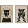 imageKate and Laurel Sylvie Lion Profile Neutral Linen and Tiger Profile Neutral Linen Framed Canvas Wall Art Set by Hannah Beisang 2 Piece 18x24 Dark Gray Modern Jungle Animal Portrait ArtNatural