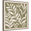 imageKate and Laurel Sylvie Modern Minimalist Botanical Green and Neutral Linen Framed Canvas Wall Art by The Creative Bunch Studio 30 x 30 Grey Modern Abstract Nature Art for Wall Decor Living RoomBrown