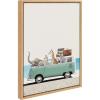 imageKate and Laurel Sylvie Summer Animal Adventures Framed Canvas Wall Art by July Art Prints 18x24 Natural Zoo Animal Beach Van Wall DecorNatural