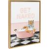 imageKate and Laurel Sylvie Tiger Get Naked Retro Pink Bath Framed Canvas Wall Art by Amy Peterson Art Studio 18x24 Bright Gold Cute Animal Bathtub Art for Wall