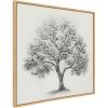 imageKate and Laurel Sylvie Traditional Tree Linen Textured Framed Canvas Wall Art by The Creative Bunch Studio 30x30 Natural Grayscale Tree Illustration Art for Wall