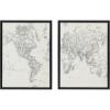 imageKate and Laurel Sylvie Vintage Black and White World Map Framed Linen Canvas Wall Art Set by The Creative Bunch Studio 2 Piece 18x24 Black Retro Map Art for WallBlack