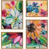 imageKate and Laurel Sylvie Wild Growth Framed Canvas Wall Art Set by Rachel Christopoulos 4 Piece Set Natural Colorful Flower Brushstrokes Art for Wall