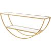 imageKate and Laurel Tancill Modern Wall Shelf 26 x 11 Gold with Clear Glass Chic TwoTier HalfCircle Shelf for Wall