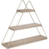 imageKate and Laurel Tilde Small Three Tiered Triangle Floating Metal Wall Shelf Rustic Light Brown and GoldRustic BrownGold