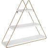 imageKate and Laurel Tilde Small Three Tiered Triangle Floating Metal Wall Shelf Rustic Light Brown and GoldWhiteGold